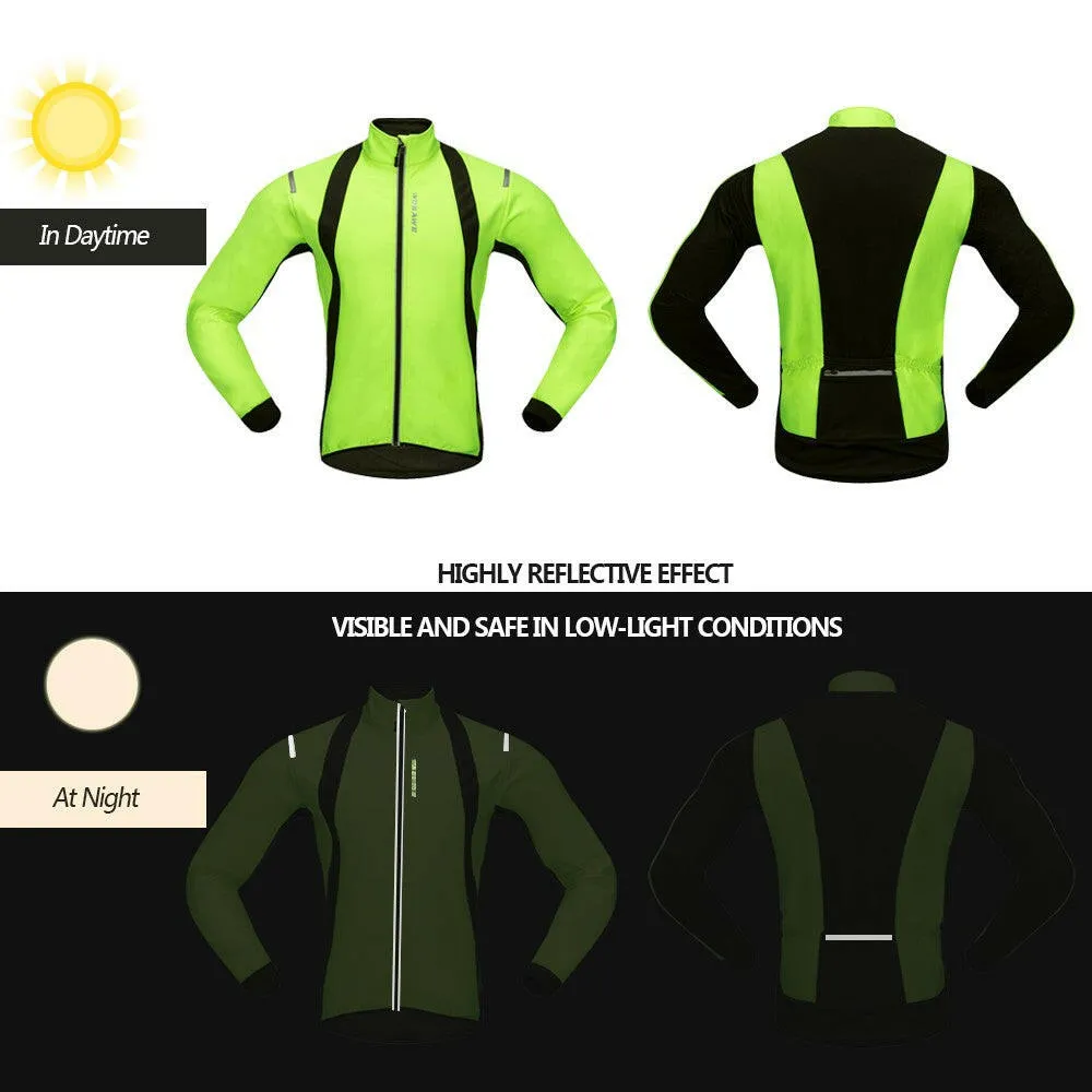 Men's Cycling Jacket Windproof Warm Fleece Winter MTB Bike Bicycle Riding Jersey Outdoor Sport Coat