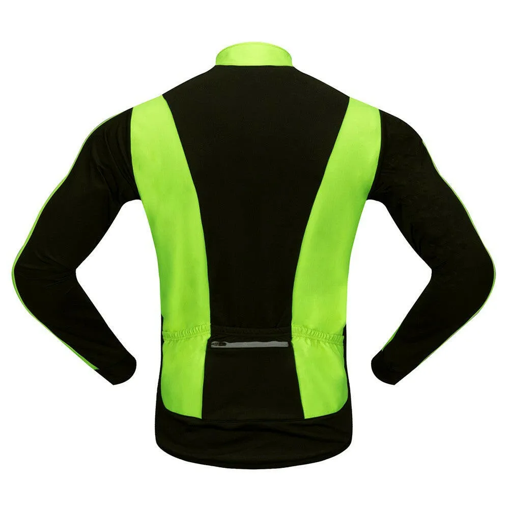 Men's Cycling Jacket Windproof Warm Fleece Winter MTB Bike Bicycle Riding Jersey Outdoor Sport Coat