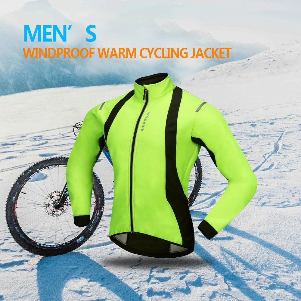 Men's Cycling Jacket Windproof Warm Fleece Winter MTB Bike Bicycle Riding Jersey Outdoor Sport Coat