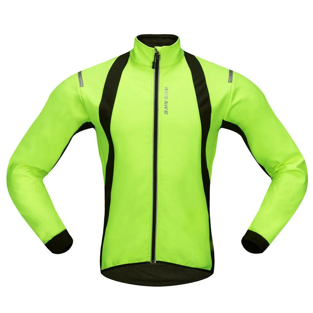 Men's Cycling Jacket Windproof Warm Fleece Winter MTB Bike Bicycle Riding Jersey Outdoor Sport Coat