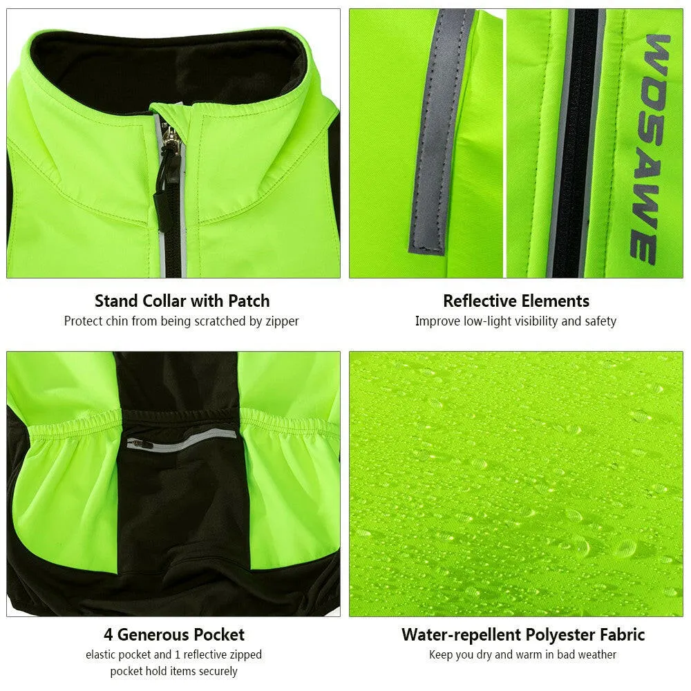 Men's Cycling Jacket Windproof Warm Fleece Winter MTB Bike Bicycle Riding Jersey Outdoor Sport Coat