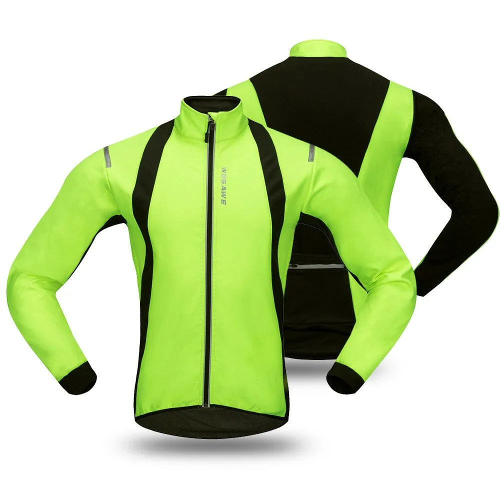 Men's Cycling Jacket Windproof Warm Fleece Winter MTB Bike Bicycle Riding Jersey Outdoor Sport Coat