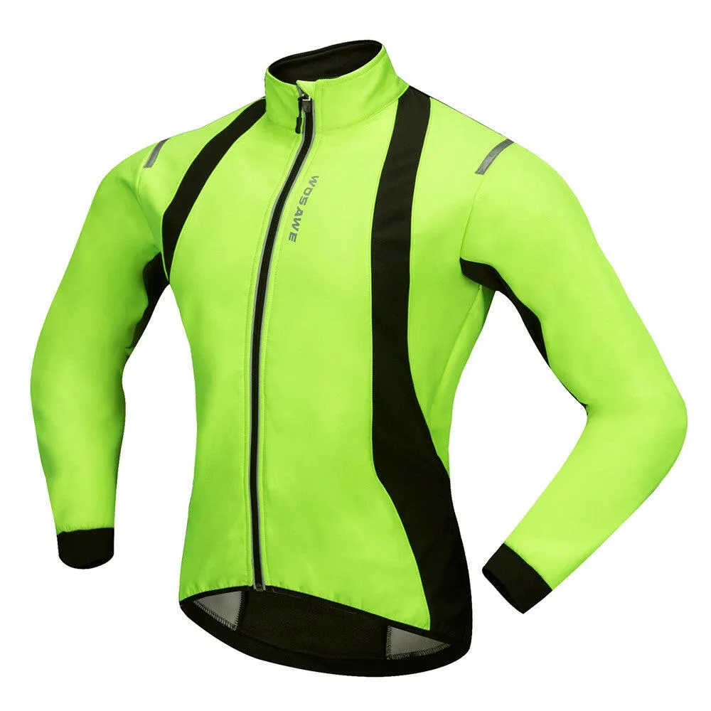 Men's Cycling Jacket Windproof Warm Fleece Winter MTB Bike Bicycle Riding Jersey Outdoor Sport Coat