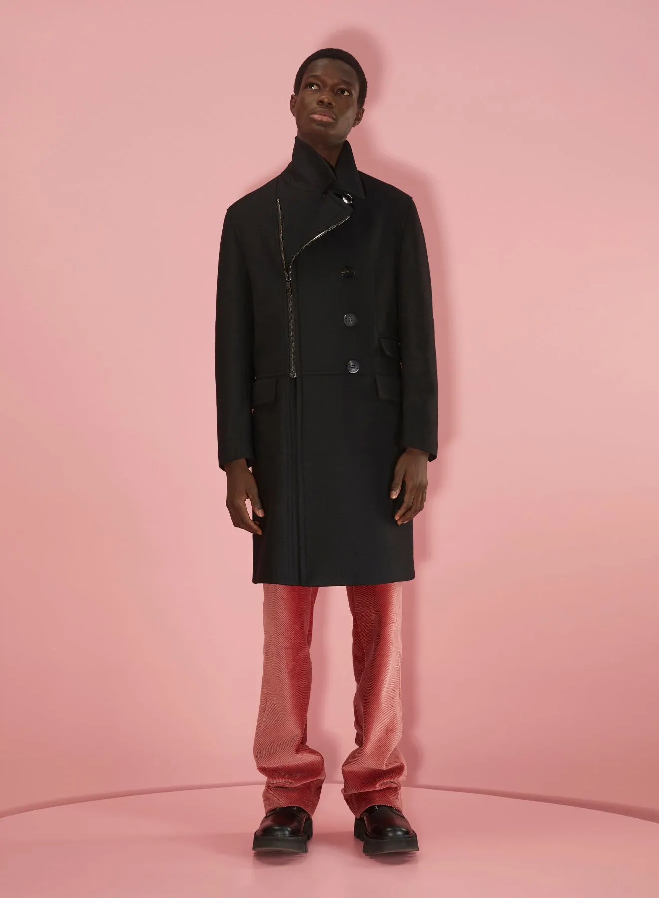 NEIL BARRETT,Ready To Wear SLIM ZIP-UP PEACOAT