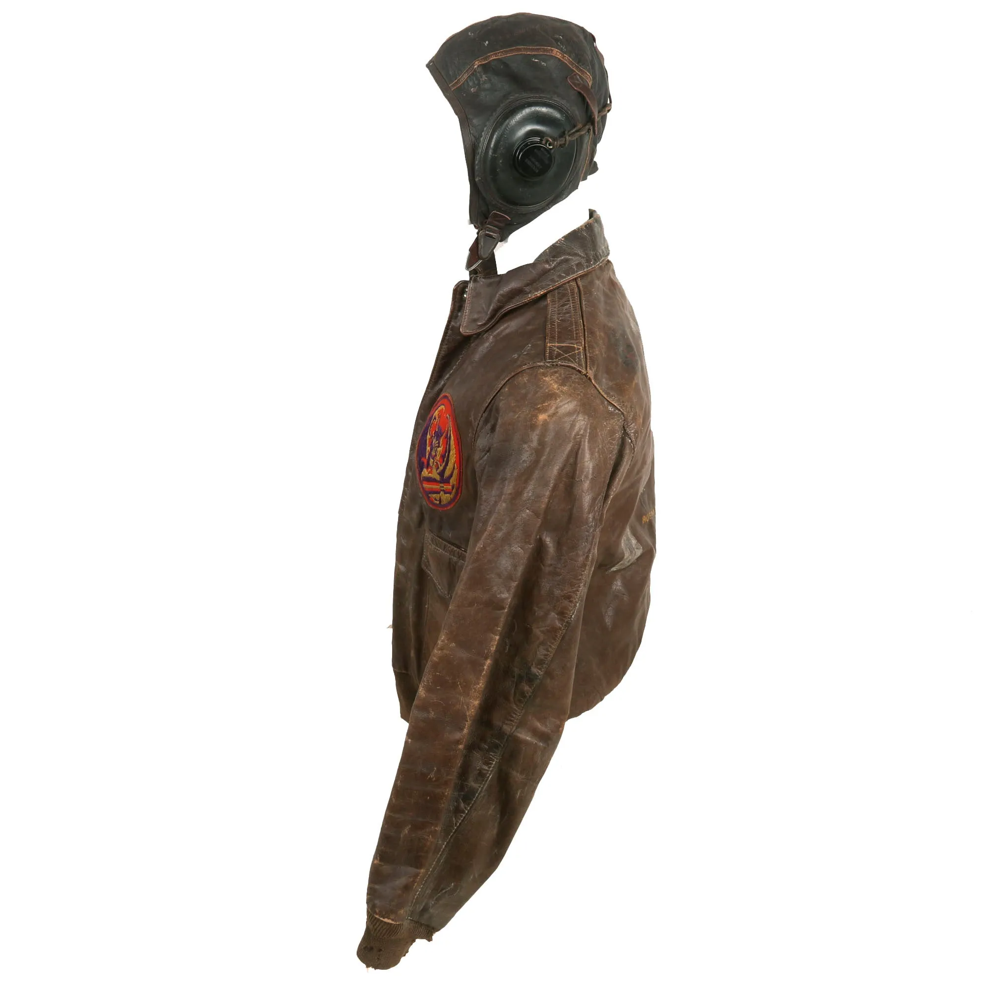 Original U.S. WWII B-24 Weiser Witch Painted A-2 Flying Jacket Grouping - Alfred P. Cook - 8th Air Force, 707th Bomb Squadron - Caterpillar Club Member