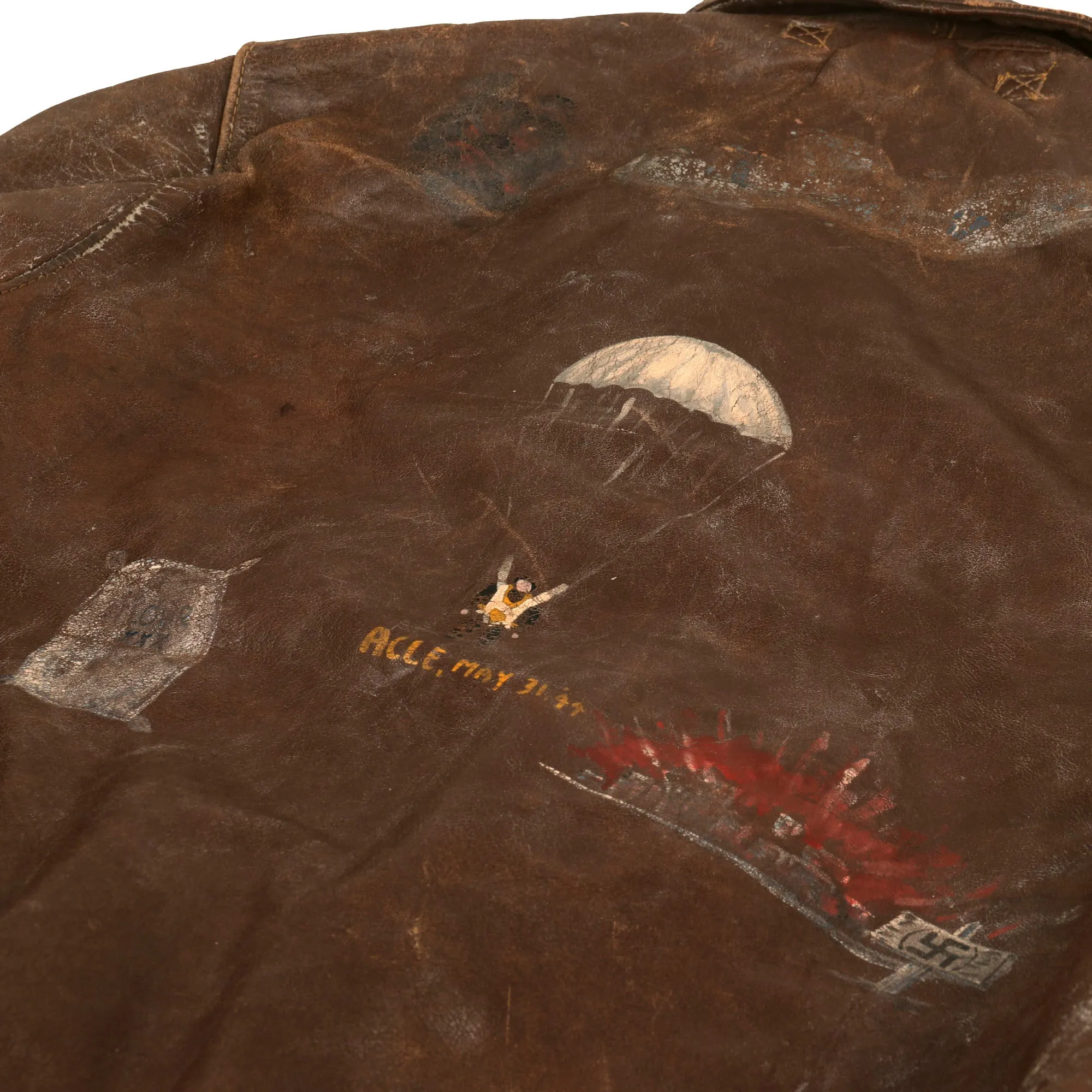 Original U.S. WWII B-24 Weiser Witch Painted A-2 Flying Jacket Grouping - Alfred P. Cook - 8th Air Force, 707th Bomb Squadron - Caterpillar Club Member