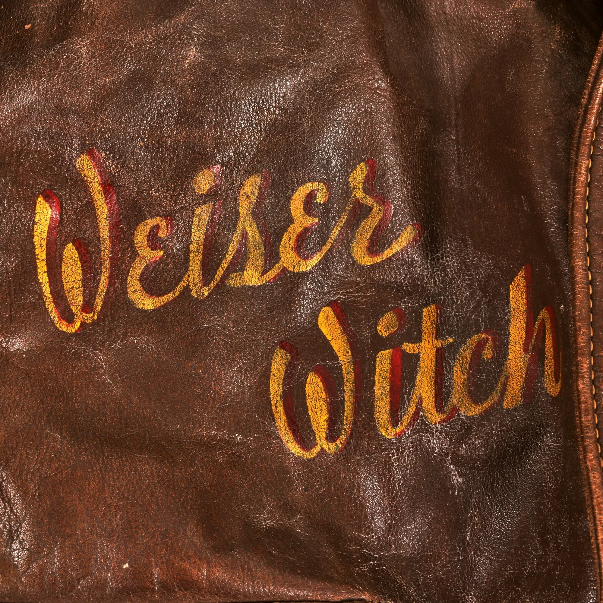 Original U.S. WWII B-24 Weiser Witch Painted A-2 Flying Jacket Grouping - Alfred P. Cook - 8th Air Force, 707th Bomb Squadron - Caterpillar Club Member