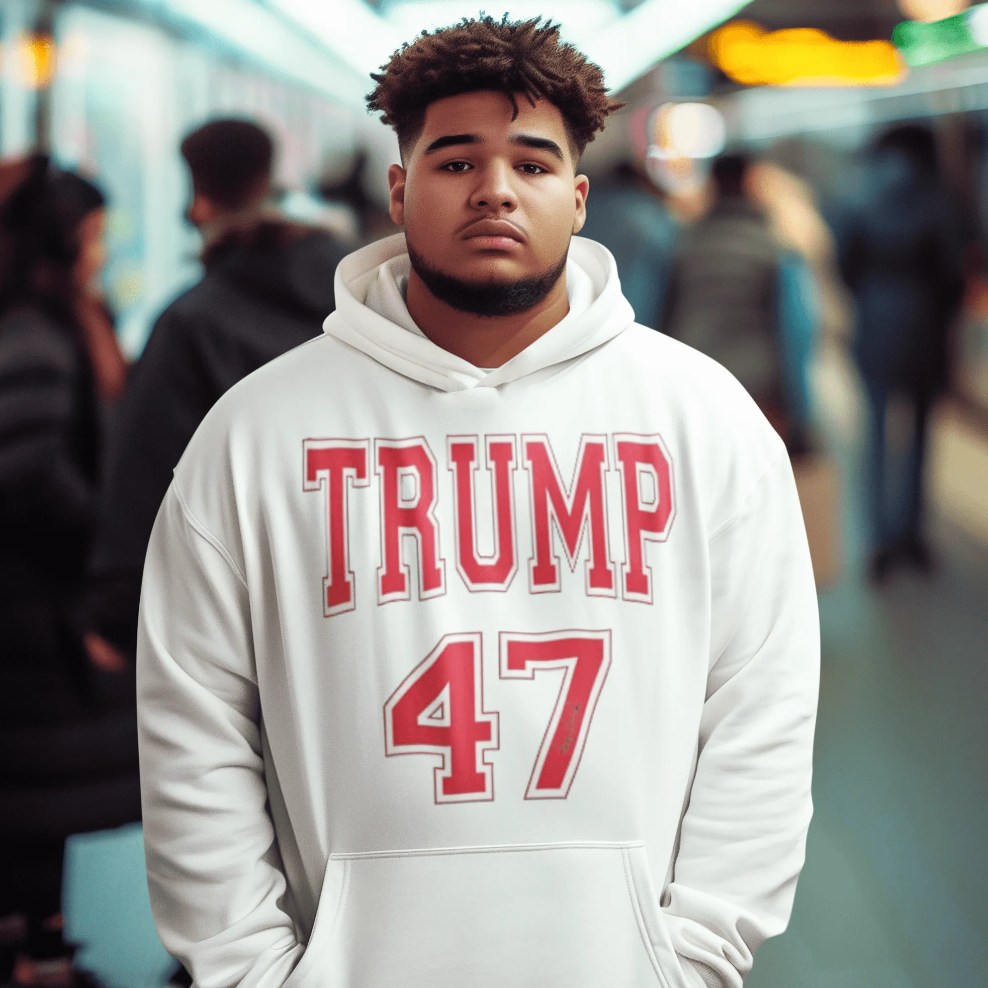Political Hoodie Trump 47 Varsity Style Blended Cotton Ultra Soft Pullover
