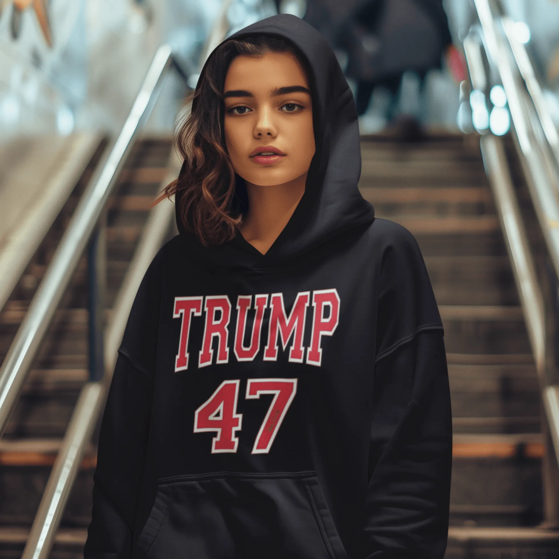 Political Hoodie Trump 47 Varsity Style Blended Cotton Ultra Soft Pullover