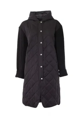 Quilted Long Coat With Toggle Waist