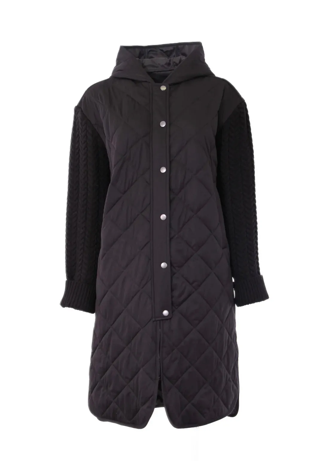 Quilted Long Coat With Toggle Waist