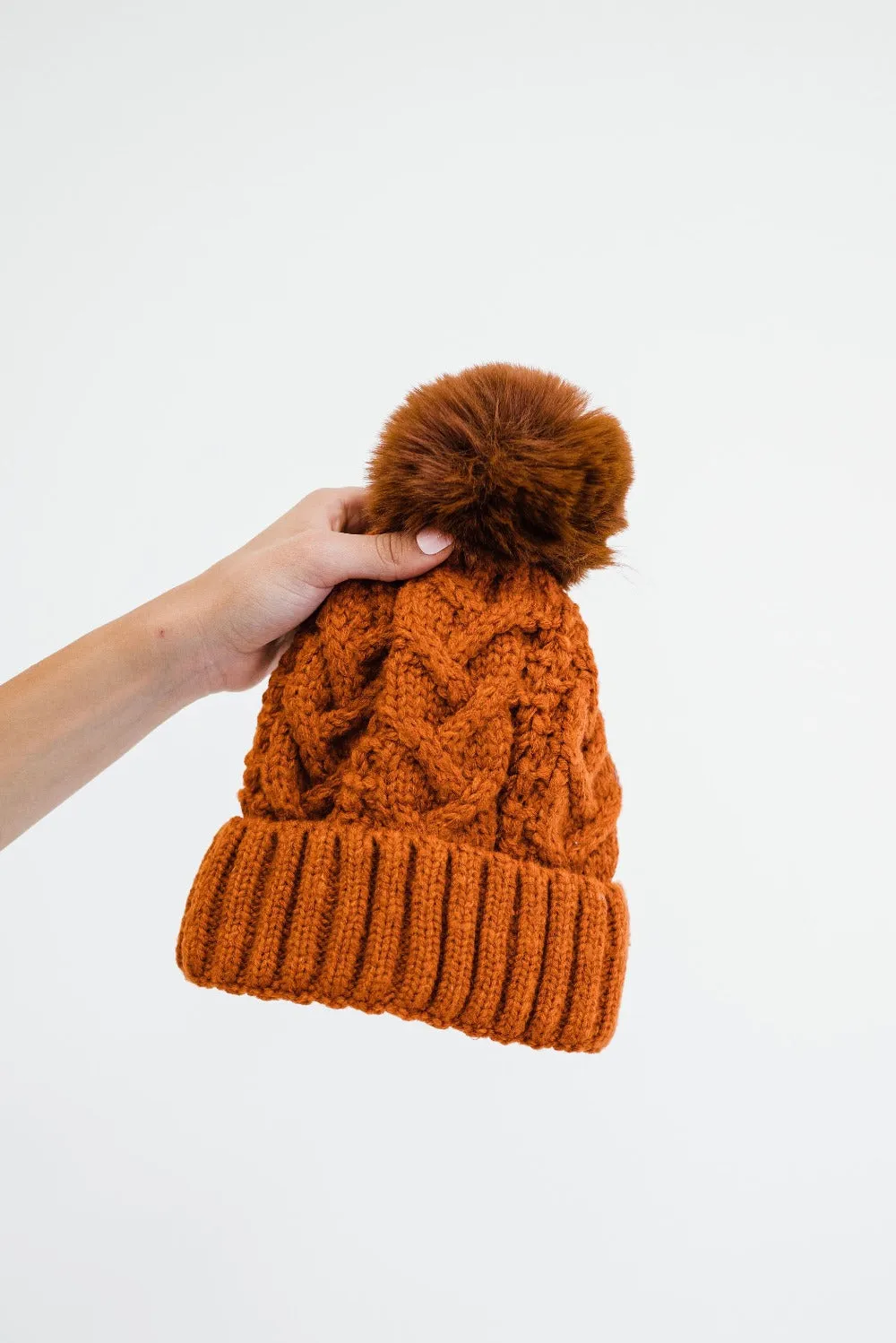 Sage Cable Knit Pom Beanie - Final Sale