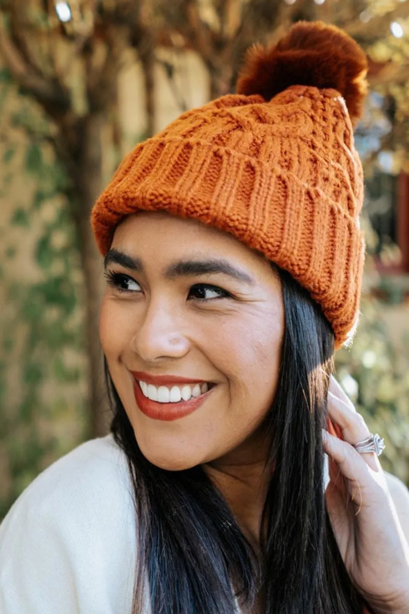 Sage Cable Knit Pom Beanie - Final Sale