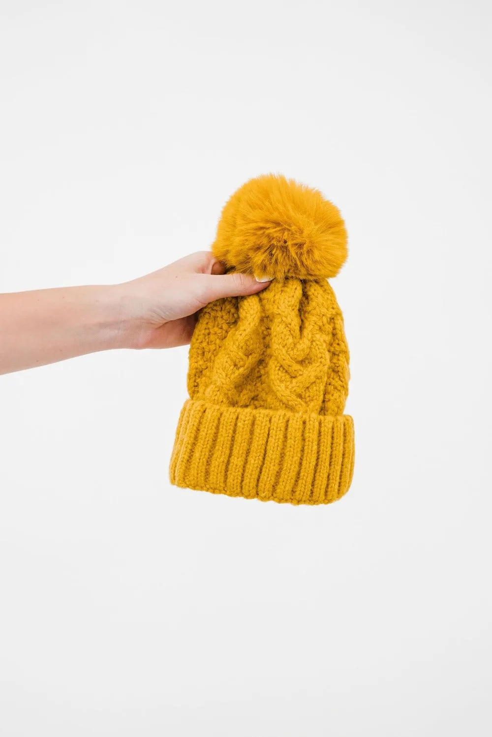 Sage Cable Knit Pom Beanie - Final Sale