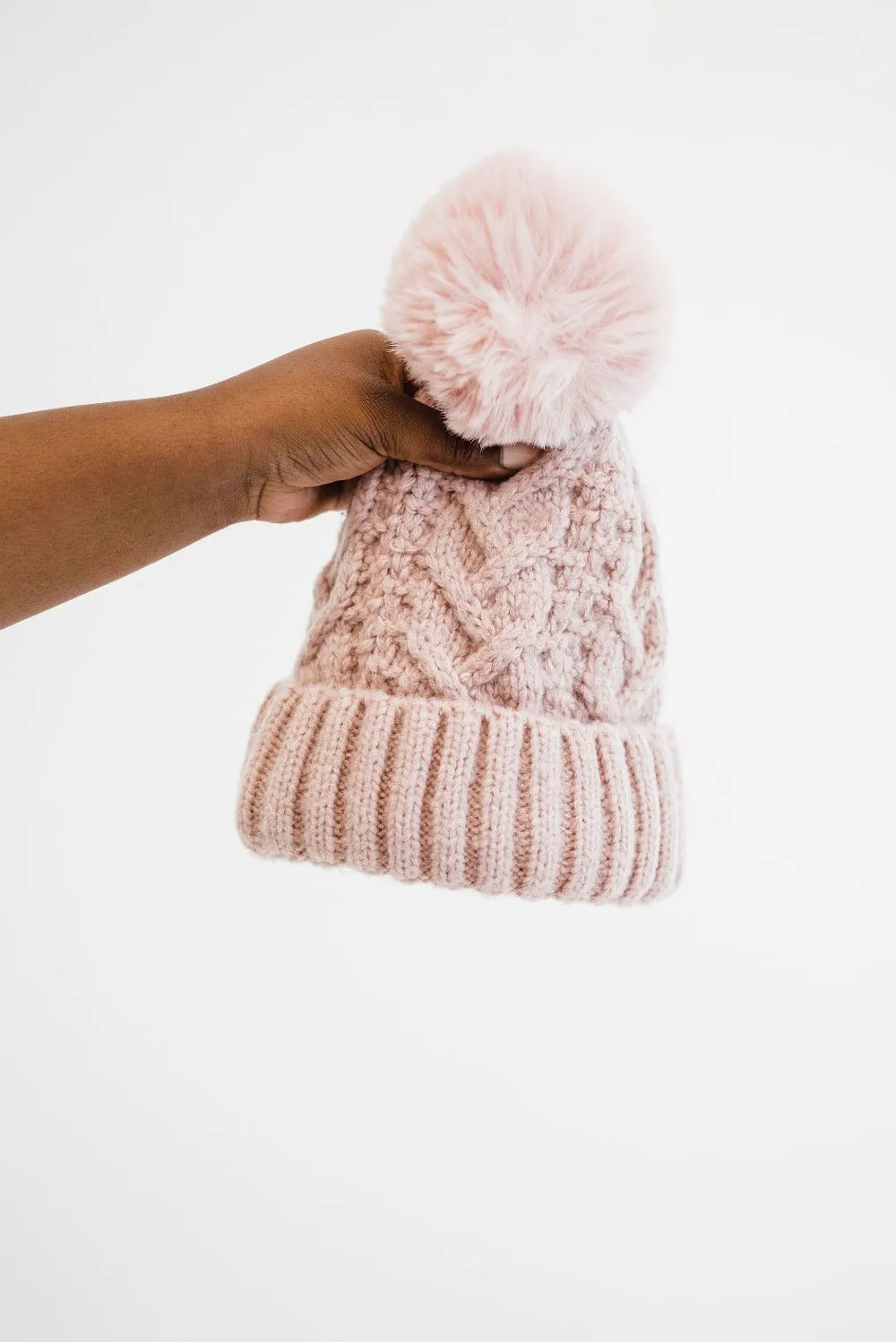 Sage Cable Knit Pom Beanie - Final Sale