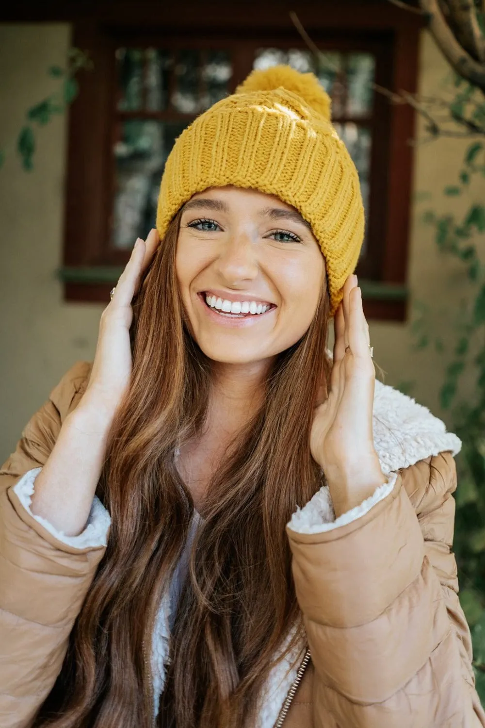 Sage Cable Knit Pom Beanie - Final Sale