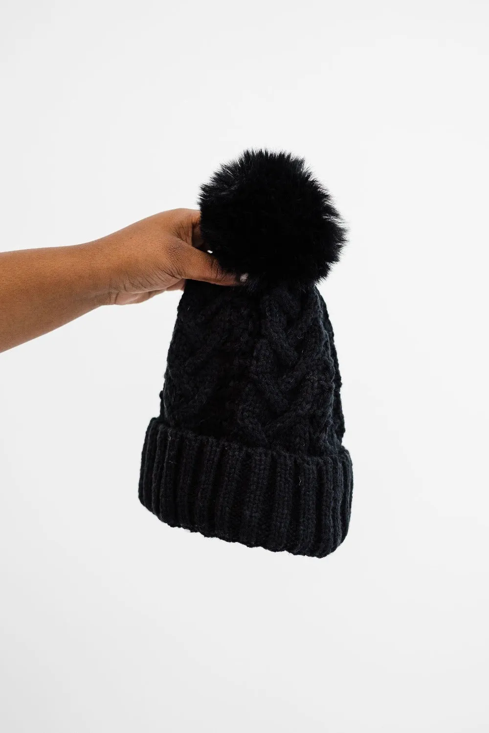 Sage Cable Knit Pom Beanie - Final Sale