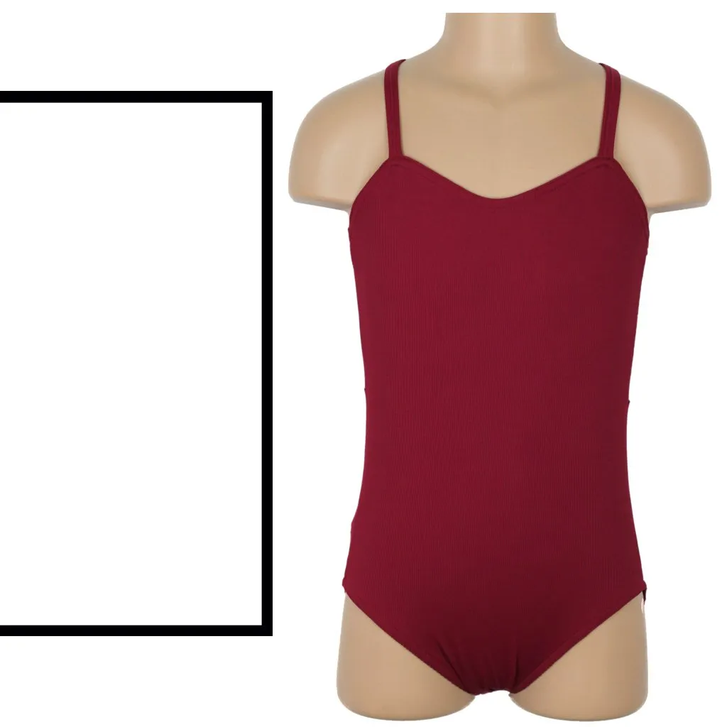 SALE - HARPER - MATT RIB CAMISOLE MESH BACK PANEL LEOTARD