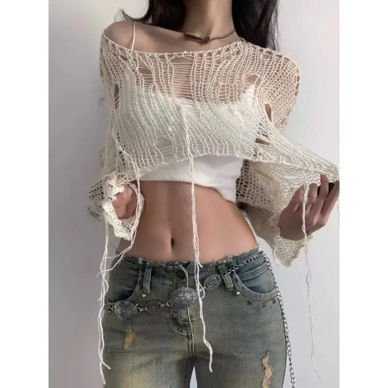 Sexy White Cropped Sweater | Elegant & Modern Fit