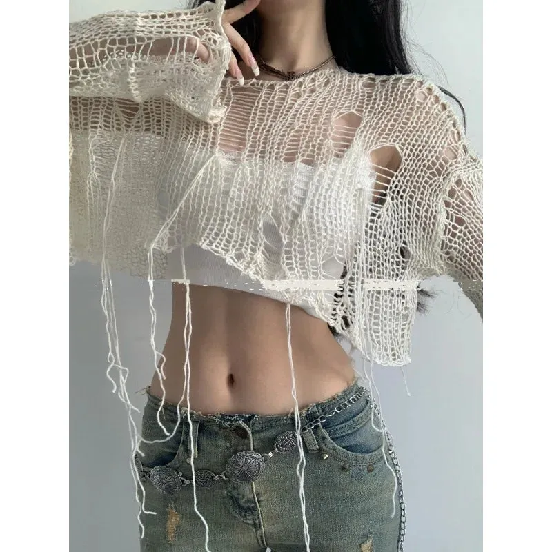 Sexy White Cropped Sweater | Elegant & Modern Fit