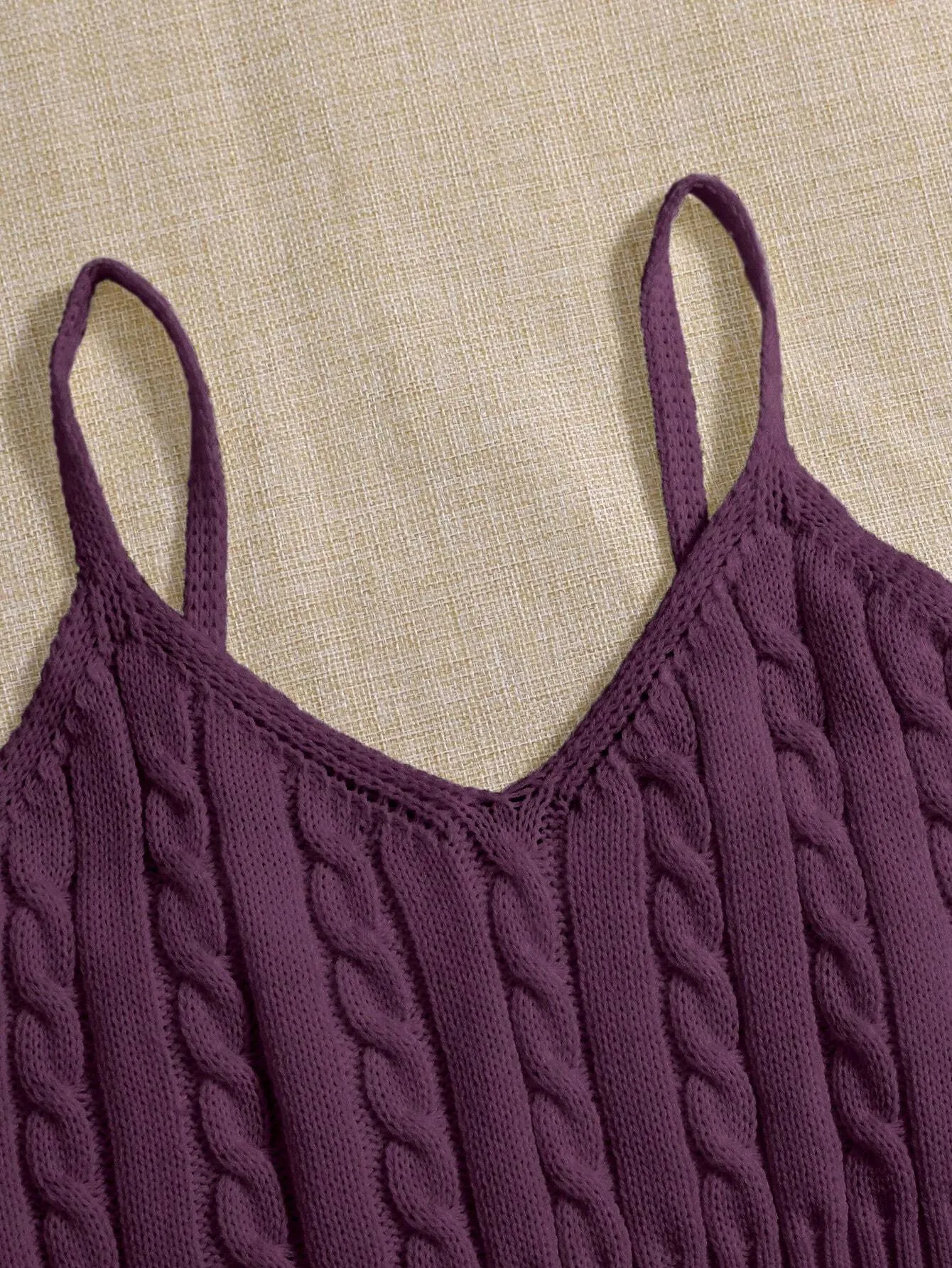 SHEIN Relaxiva Women's Solid Color Casual Loose Knit Camisole Top For Fall And Winter