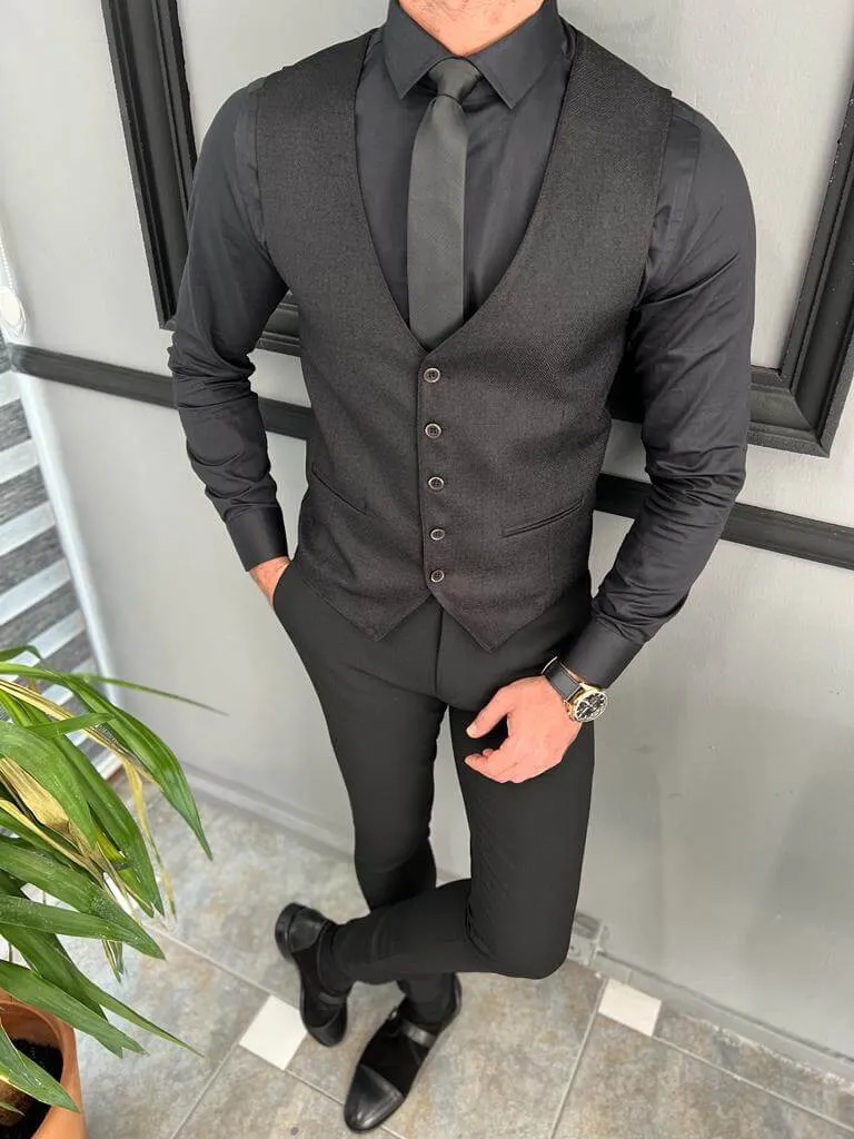 Slim Fit Black Vest