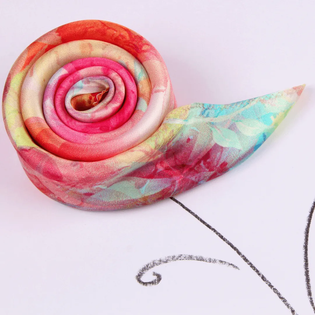 Small Square Silk Scarf|Versatile|Red Pastel