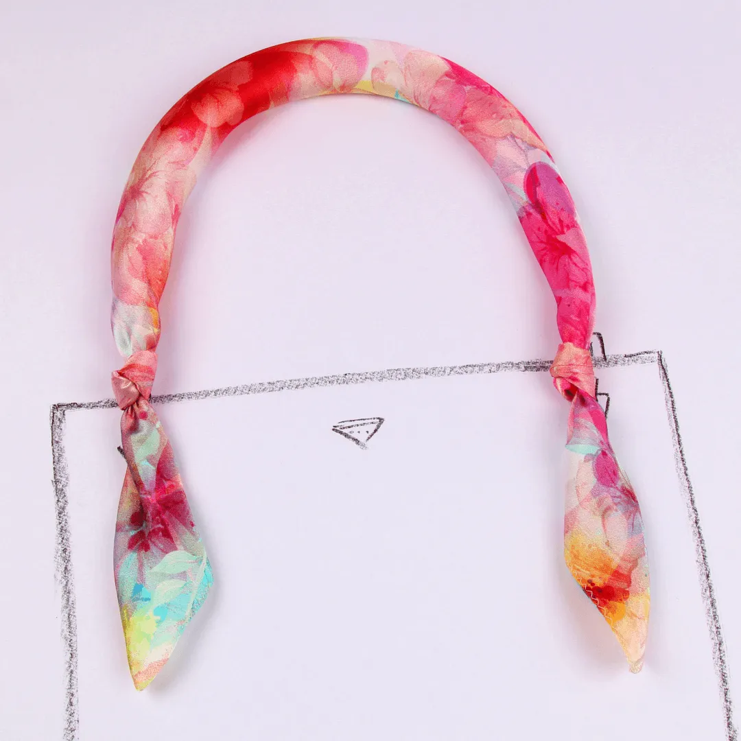 Small Square Silk Scarf|Versatile|Red Pastel