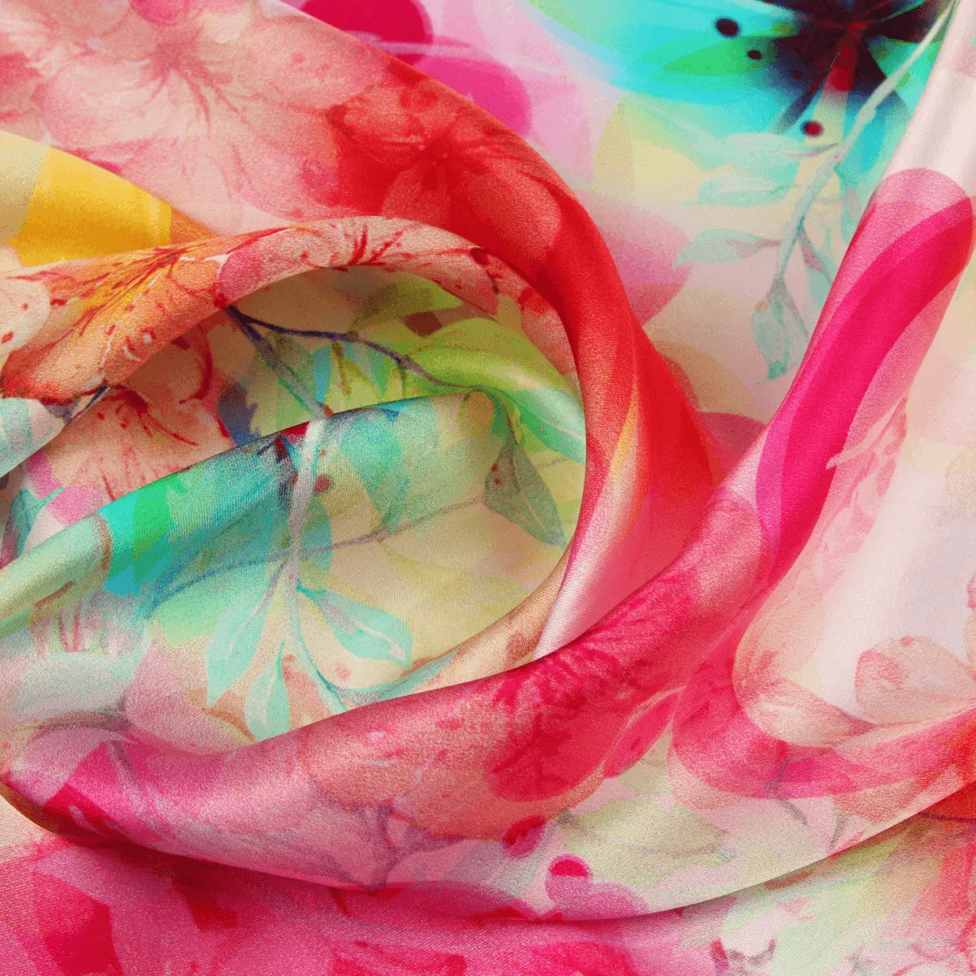 Small Square Silk Scarf|Versatile|Red Pastel