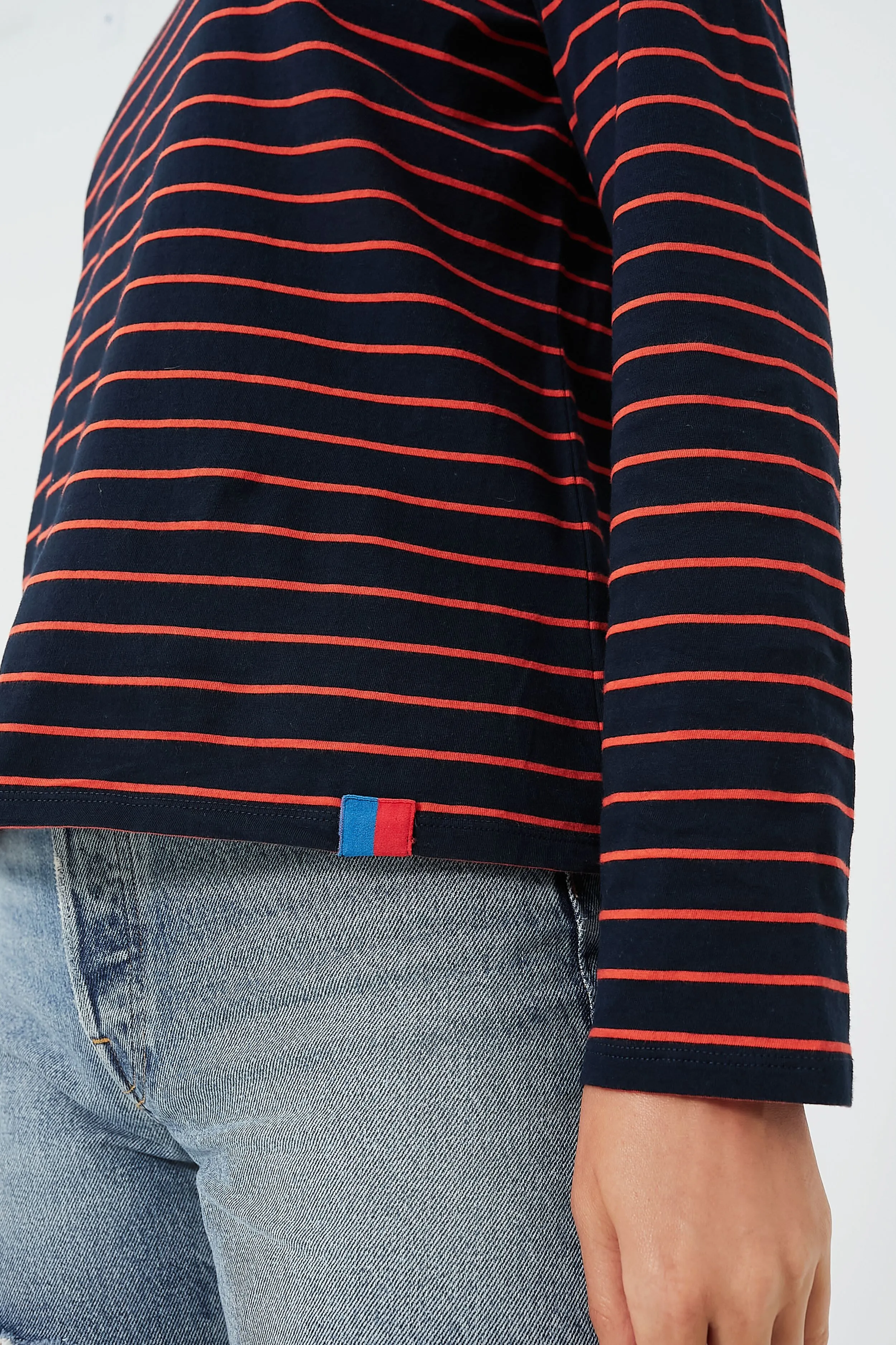 The Navy and Poppy Striped Turtleneck