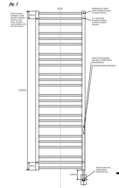 Tuzio Sorano Hardwired or plug in Towel Warmer - 19.5"w x 64"h