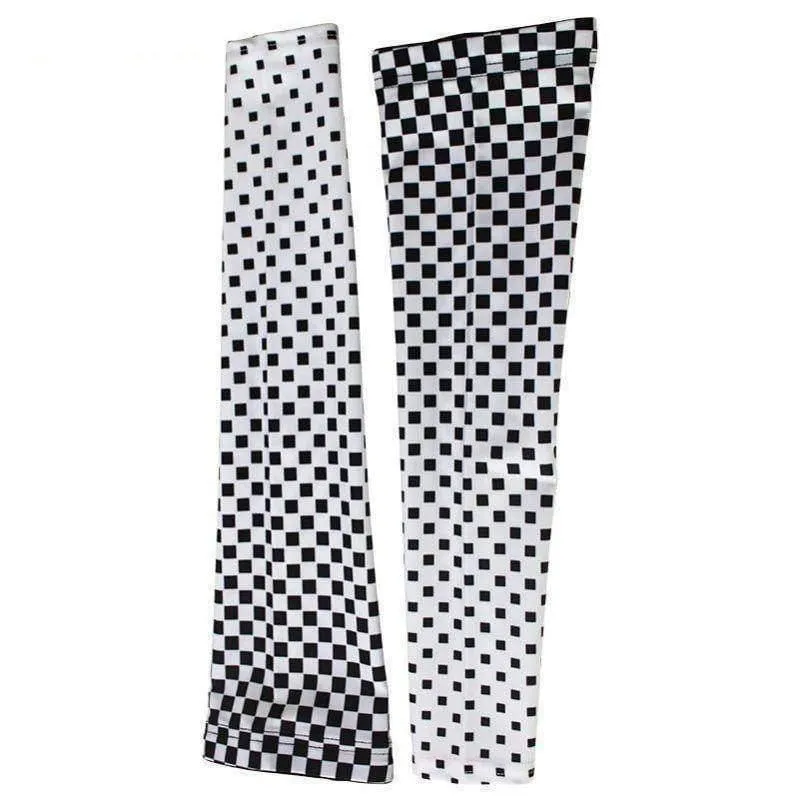 Unisex White Chequered Flag Quick Dry Cycling Arm-Warmers
