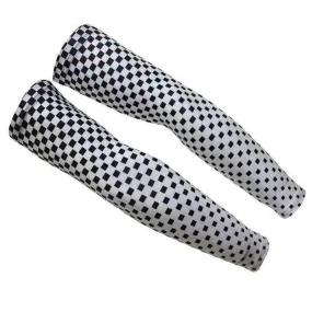 Unisex White Chequered Flag Quick Dry Cycling Arm-Warmers