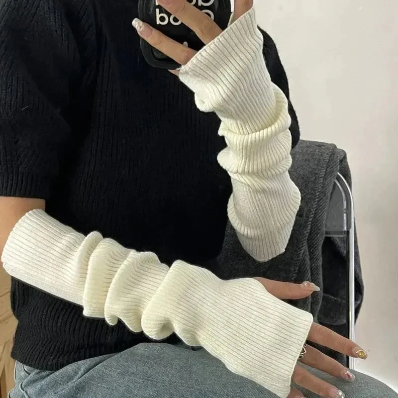 Women Fingerless Knitted Mittens – Winter Arm Warmers