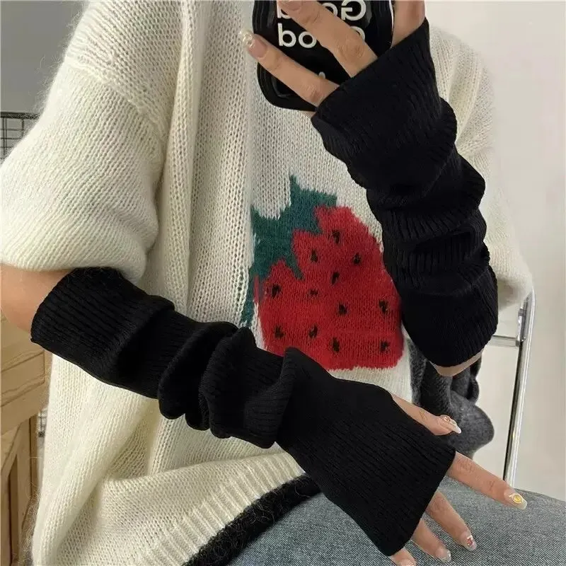 Women Fingerless Knitted Mittens – Winter Arm Warmers