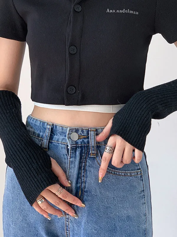 xakxx Casual Wool Knitting Keep Warm Solid Color Arm Warmers Accessories