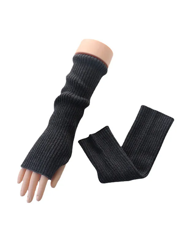 xakxx Casual Wool Knitting Keep Warm Solid Color Arm Warmers Accessories