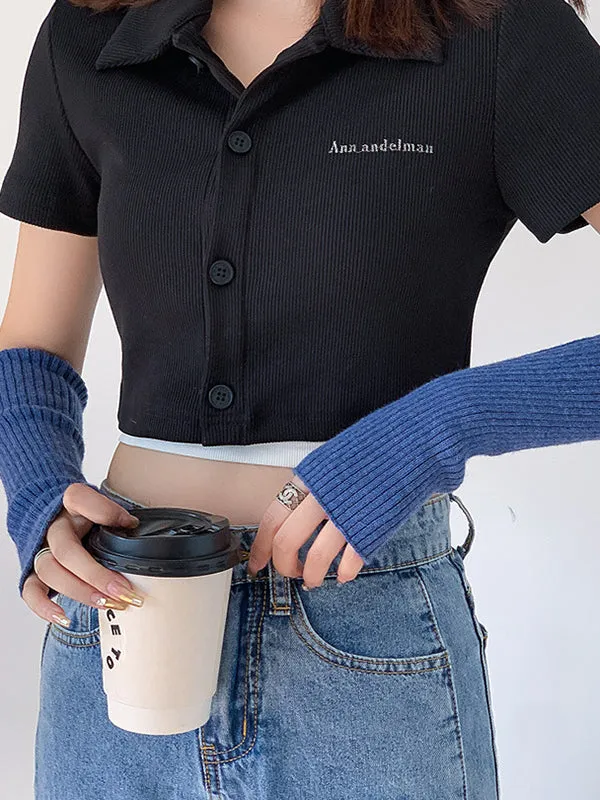 xakxx Casual Wool Knitting Keep Warm Solid Color Arm Warmers Accessories