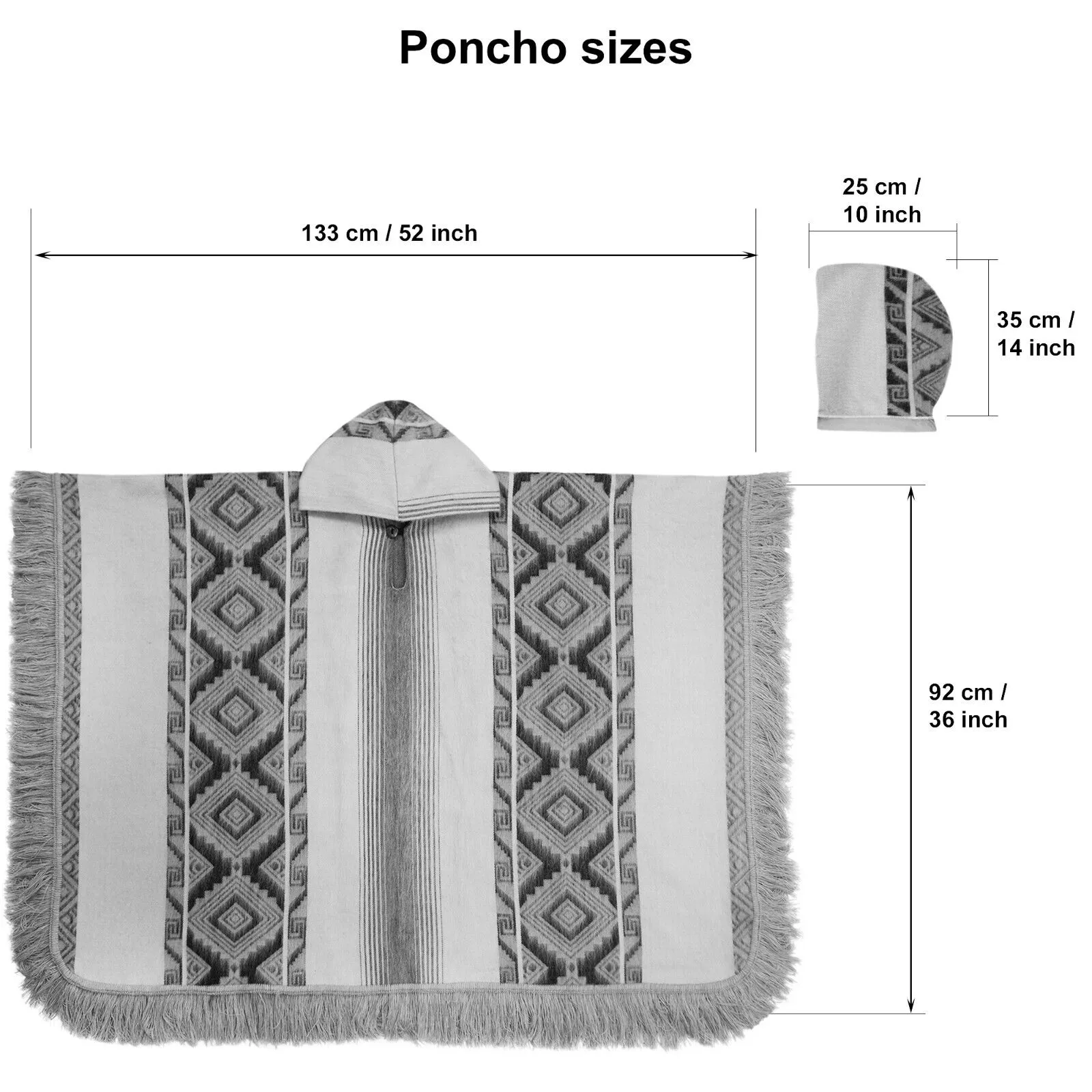 Zancudo - Lightweight Baby Alpaca Fringed Hooded Poncho - Dusty Rose & Charcoal - Unisex